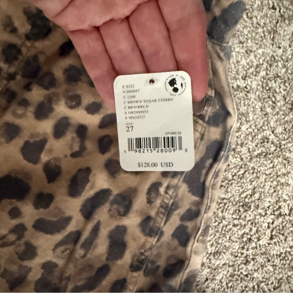 free people Leopard Print barrel jeans